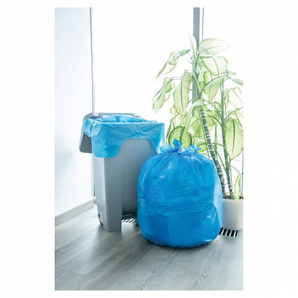 Мешки для мусора 160 л, с ушками, синие, рулон 10 шт., ПВД, 30 мкм, 90х125 см, PACLAN "Multitop", 134442