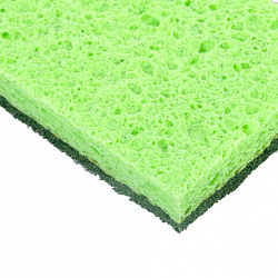 Губки для посуды 110х70х20 мм, ЦЕЛЛЮЛОЗНЫЕ + АБРАЗИВ, КОМПЛЕКТ 2 штуки, зеленые/зеленый абразив, LAIMA, 700258