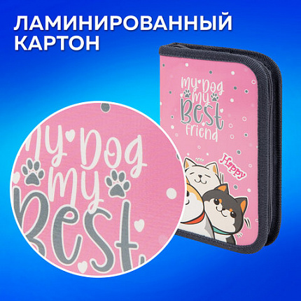 Пенал ПИФАГОР, 1 отделение, ламинированный картон, 19х11 см, "Best team", 272240