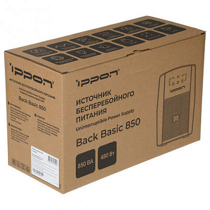 Источник бесперебойного питания IPPON Back Basic 850, 850 ВА (480 Вт), 3 разъема IEC C13, 403406