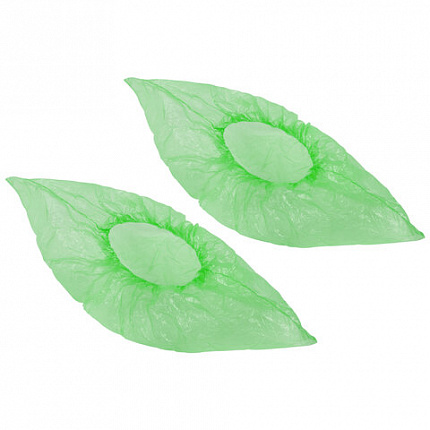 Бахилы MERIDIAN ПРОЧНЫЕ 3,8 г, зеленые, двойная резинка, КОМПЛЕКТ 100 штук (50 пар), 40х15 см, ПНД