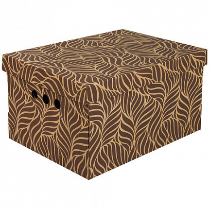 Короб для хранения из плотного микрогофрокартона 330х250х185 мм, КОМПЛЕКТ 4 ШТ., BRAUBERG HOME "Узор", 271816