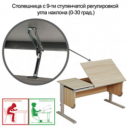 Стол-парта регулируемый "ДЭМИ" СУТ.29, 1117х530х530-815 мм, серый/ясень (КОМПЛЕКТ)
