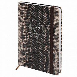 Ежедневник недатированный с резинкой А5 145х203 мм, BRAUBERG, твердый, 128 л., "Snake print", 116286