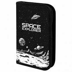Пенал ПИФАГОР, 1 отделение, ламинированный картон, 19х11 см, "Space invader", 273469