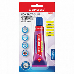 Клей контактный универсальный BRAUBERG EXTRA, 30 мл, прочный, блистер, 608106