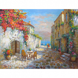 Картина стразами (алмазная мозаика) 40х50 см, ОСТРОВ СОКРОВИЩ "Маленькое кафе", без подрамника, 662585