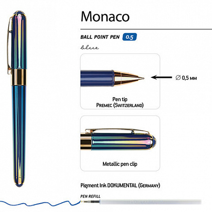 Ручка шариковая BRUNO VISCONTI "MONACO PEARL", СИНЯЯ, темно-синий корпус, линия 0,4 мм, 20-0125/84
