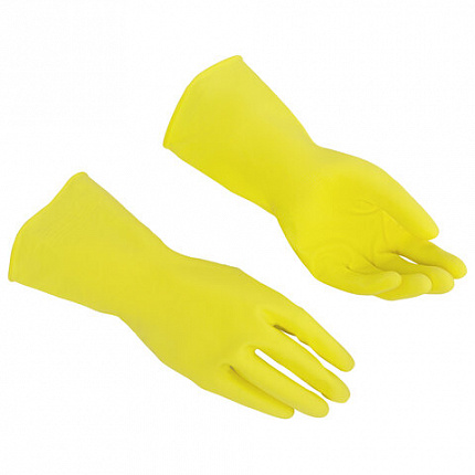 Перчатки VILEDA многоцелевые латексные МНОГОРАЗОВЫЕ х/б напыление, ПРОЧНЫЕ, S (малый) желтый, 174369