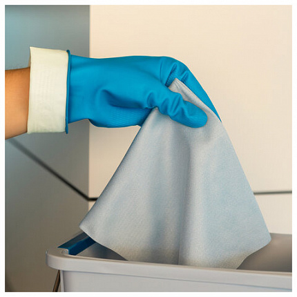 Перчатки VILEDA многоцелевые латексные МНОГОРАЗОВЫЕ х/б напыление, ПРОЧНЫЕ, р-р S, си, 174350