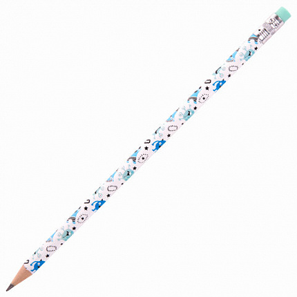 Карандаш чернографитный ЮНЛАНДИЯ "МОНСТРИКИ", 1 шт., HB, с ластиком, корпус ассорти, 181782