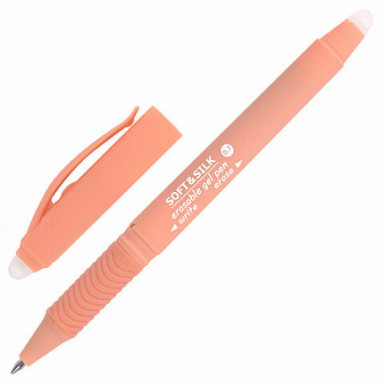 Ручка стираемая гелевая с грипом BRAUBERG "SOFT&SILK PASTEL", СИНЯЯ, корпус ассорти, узел 0,7 мм, 143934