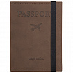 Обложка для паспорта с карманами и резинкой, мягкая экокожа, "PASSPORT", коричневая, BRAUBERG, 238204