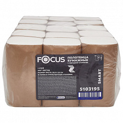 Полотенца бумажные, 200 шт., FOCUS SMART (Система H3), 1-слойные, белые, КОМПЛЕКТ 15 пачек, 23х20,5 см, V-сложение, 50204108