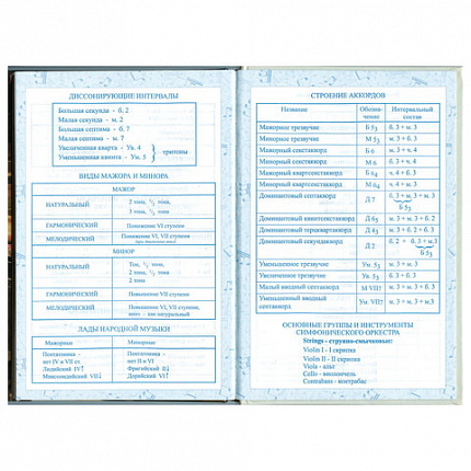 Дневник для музыкальной школы 140х210 мм, 48 л., твердый, BRAUBERG, выборочный лак, справочный материал, "Симфония", 103601