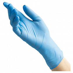 Перчатки нитриловые смотровые 100 пар (200 штук), размер 7-8, M (средний), голубые, BENOVY Nitrile Chlorinated,
