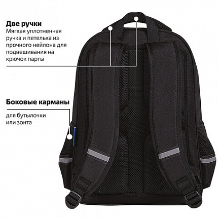Рюкзак BRAUBERG SOFT, 2 отделения, 3 кармана, "Стильный шрифт", СВЕТЯЩИЙСЯ, 40х31х15 см, 272034