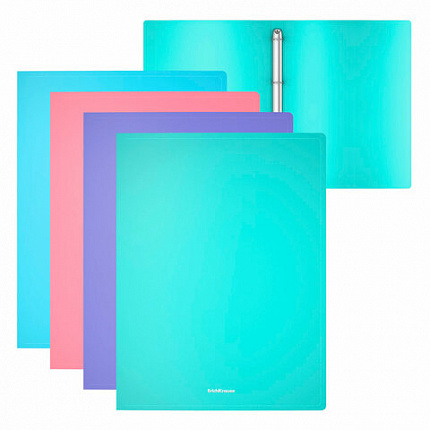Папка на 4 кольцах ERICH KRAUSE "Diagonal Pastel", 24 мм, до 150 листов, ассорти, 0,6 мм, 49978