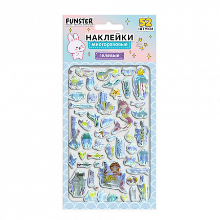 Наклейки гелевые "Блестящий микс", 15,5х9,5 см, ассорти 6 видов, FUNSTER (ФАНСТЕР), 666086