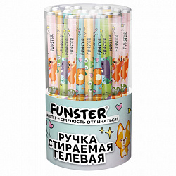Ручка стираемая гелевая с принтом FUNSTER (ФАНСТЕР) "CUTE ANIMALS", СИНЯЯ, корпус ассорти, игольчатый наконечник 0,5 мм, линия 0,35мм 144410