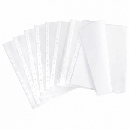 Папки-файлы перфорированные А4 BRAUBERG "МАТОВЫЕ EXTRA 600", КОМПЛЕКТ 100 шт., ПЛОТНЫЕ, 60 мкм, 229664