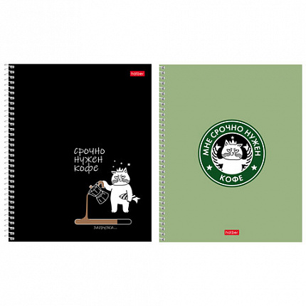 Тетрадь А5, 96 л., HATBER, спираль, клетка, рельефный картон, "Кофейные истории" (микс), 093664, 96Т5тВ1сп