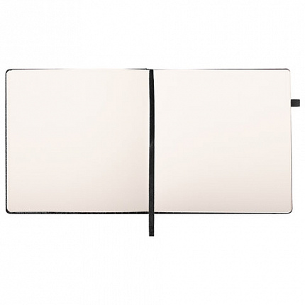 Скетчбук, слоновая кость 140 г/м2, 200х200 мм, 80 л., КОЖЗАМ, резинка, BRAUBERG ART CLASSIC, CROCO, черный, 116472