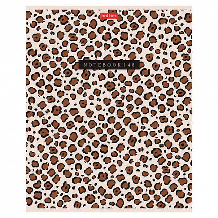 Тетрадь А5 48 л., HATBER, скоба, клетка, обложка картон, тиснение, LEO-принт (микс в спайке), 092970, 48Т5тВ1