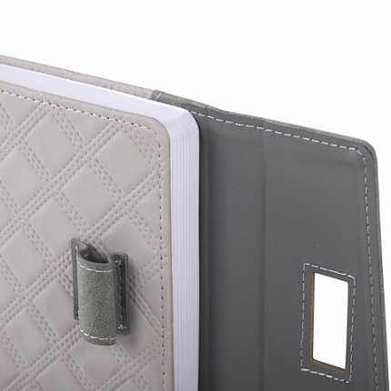 Ежедневник недатированный А5 145х215 мм, BRAUBERG "Stitch", под кожу, магнит, 160 л., серый, 116591