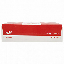 Сахар-рафинад WELDAY (ВЭЛДЭЙ), 1 кг (180 кусочков, размер 15х16х21 мм), 622405