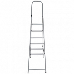 Стремянка сталь / алюминий 6 ступени, высота площадки 1,25м, дуга 0,6м, площадка 26х26см, нагрузка 150кг, вес 7кг НОВАЯ ВЫСОТА, 1130106