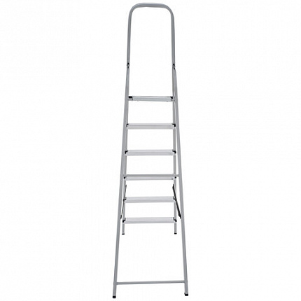 Стремянка сталь / алюминий 6 ступени, высота площадки 1,25м, дуга 0,6м, площадка 26х26см, нагрузка 150кг, вес 7кг НОВАЯ ВЫСОТА, 1130106