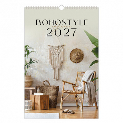 Календарь на гребне с ригелем 2027г, BRAUBERG, 12 листов, 30,0х45,0 см, "Бохо", 118376