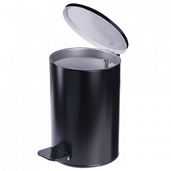 Ведро мусорное с педалью 10 литров, УСИЛЕННОЕ, черное, оцинкованная сталь, ТИТАН