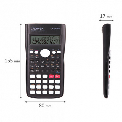 Калькулятор инженерный CROMEX (КРОМЕКС) СX-240BK (155х80 мм), 240 функций, 10+2 разрядов, черный, 273832