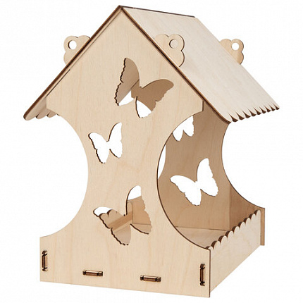 Конструктор-кормушка для птиц "Бабочки", сборная модель 24х21х18 см, фанера, BAMBOX (БАМБОКС), 666179
