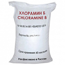 Средство дезинфицирующее ХЛОРАМИН-Б технический, Россия, пакет 300 г, АКВА, честный знак