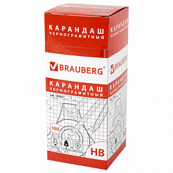 Карандаш чернографитный BRAUBERG, 1 шт., "Touch line", НВ, корпус черный, заточенный, 180621