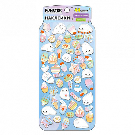 Наклейки гелевые "Вкусный микс", 17,5х9 см, ассорти 6 видов, FUNSTER (ФАНСТЕР), 666082
