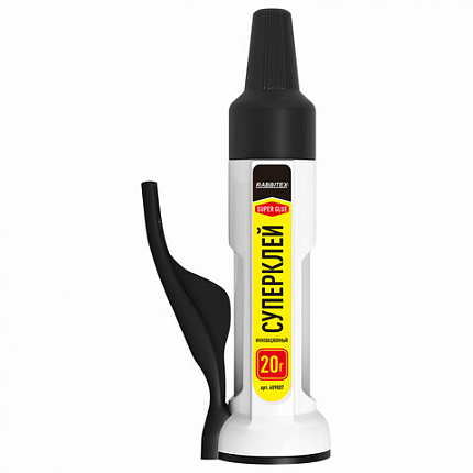 Клей секундный "HQ" суперклей УЛЬТРАПРОЧНЫЙ, ДОЗАТОР + 2 иглы для точечных работ, RABBITEX (РАББИТЕКС) "ДВА СЛОНА", 609807