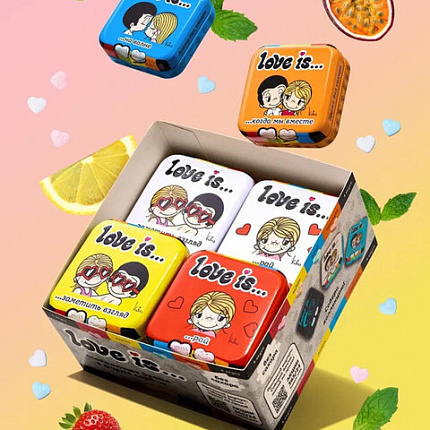 Драже освежающие в форме сердца LOVE IS, вкус клубника, 20 г, 709241