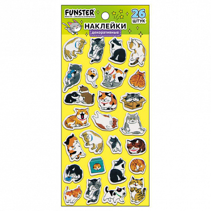 Наклейки декоративные "Настроение", 17,5х9 см, ассорти 4 вида, FUNSTER (ФАНСТЕР), 666098