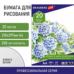 Папка для рисования А4, 20 л., 200 г/м2, BRAUBERG, 210х297 мм, "Сирень", 129223