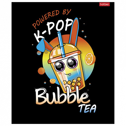 Тетрадь А5, 48 л., HATBER скоба, клетка, глянцевая ламинация, "Bubble tea" (микс в спайке), 089457, 48Т5лВ1