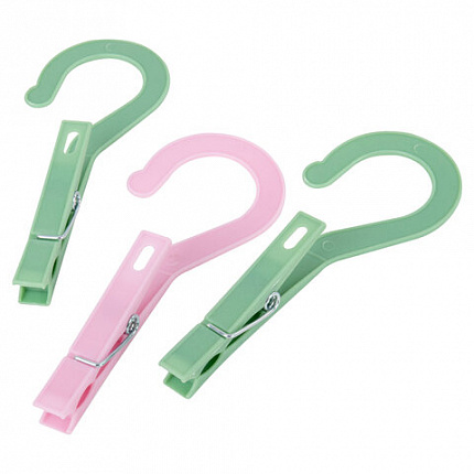 Прищепки бельевые с крючком 13 см, КОМПЛЕКТ 10 штук, пластик, ассорти, PRIMILA (ПРИМИЛА) EXTRA, 700519