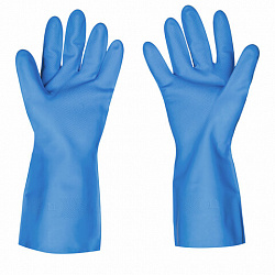 Перчатки нитриловые SCAFFA "Практик", хлопчатобумажное напыление, КЩС-1, размер 11, XXL (экстра большой), синие, 00-01017724