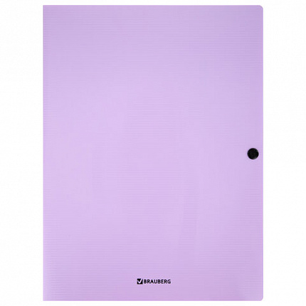 Папка на кнопке пластиковая BRAUBERG "PASTEL", А4, 3 клапана, 600 мкм, цвета ассорти, 272886