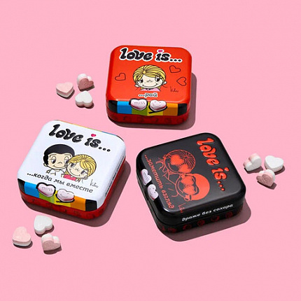 Драже освежающие в форме сердца LOVE IS, вкус клубника, 20 г, 709241