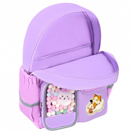 Рюкзак BRAUBERG PASTEL с термонашивками в комплекте, "Not today", сиреневый, 40х29х14 см, 273127