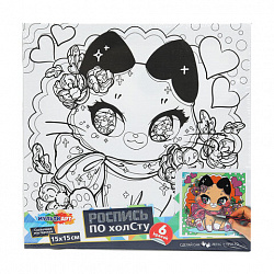 Картина детская по контуру, АССОРТИ 7 видов, 15х15 см, на подрамнике, акрил, кисти, МУЛЬТИ АРТ, 5902